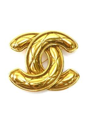 Chanel Cc Logo Brooch Gold-Tone Metal #208338C94B